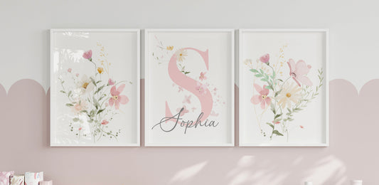 Floral theme frame prints