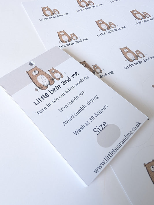 Swing tag with care instructions