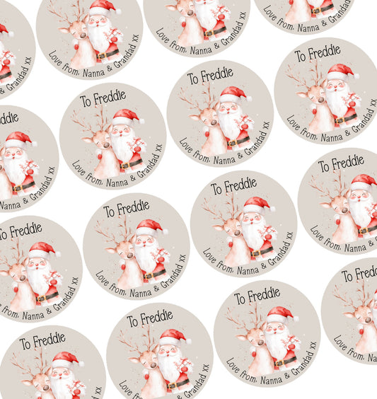 24 Santa/reindeer labels