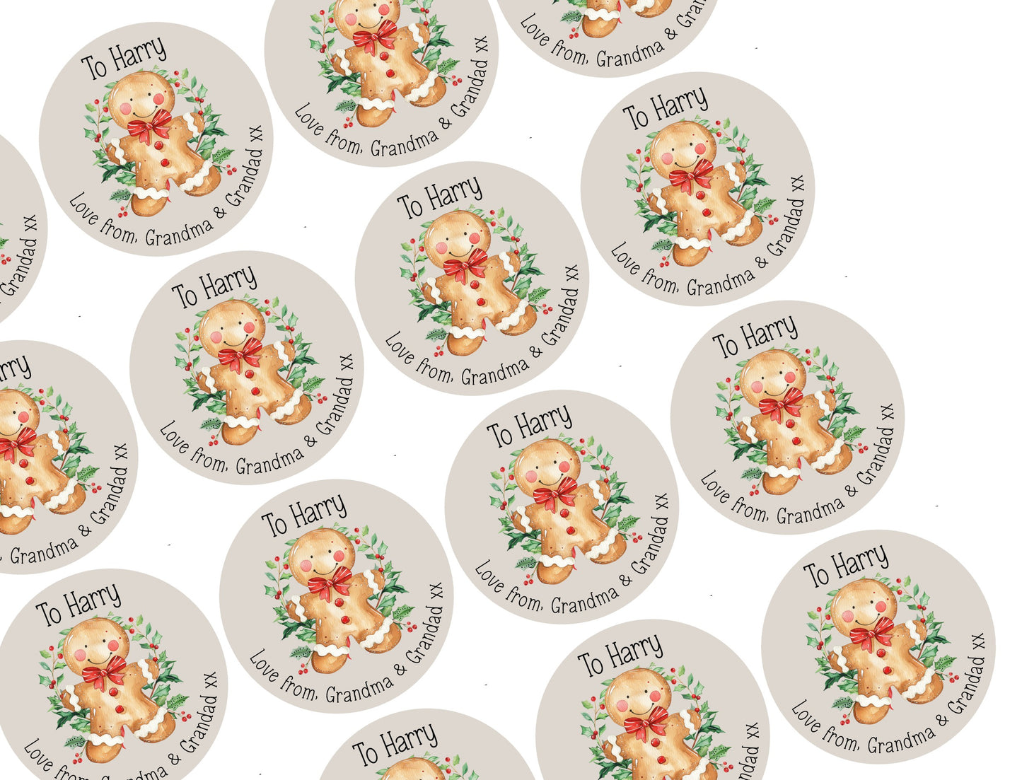 24 Gingerbread labels