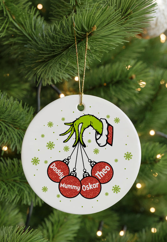 Family glitter bauble decoration