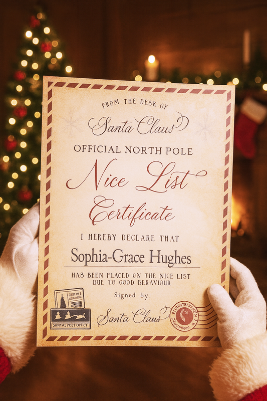 Personalised nice list certificate