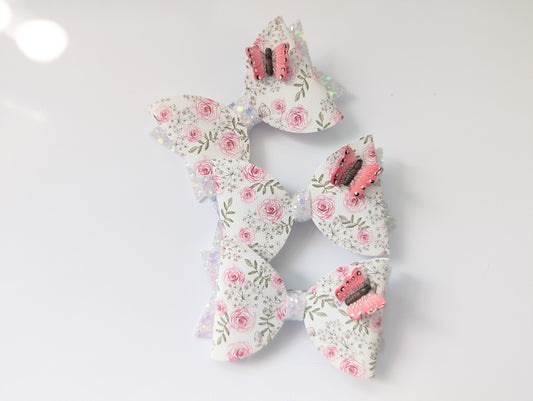 Floral butterfly bow