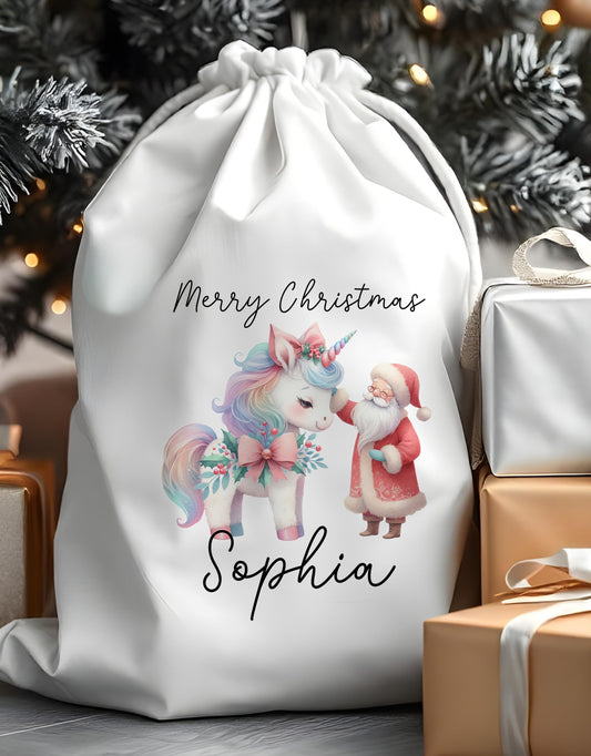Personalised Santa unicorn sack